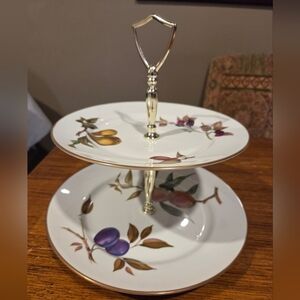 Royal Worcester Evesham Gold Two-Tier Serving Stand